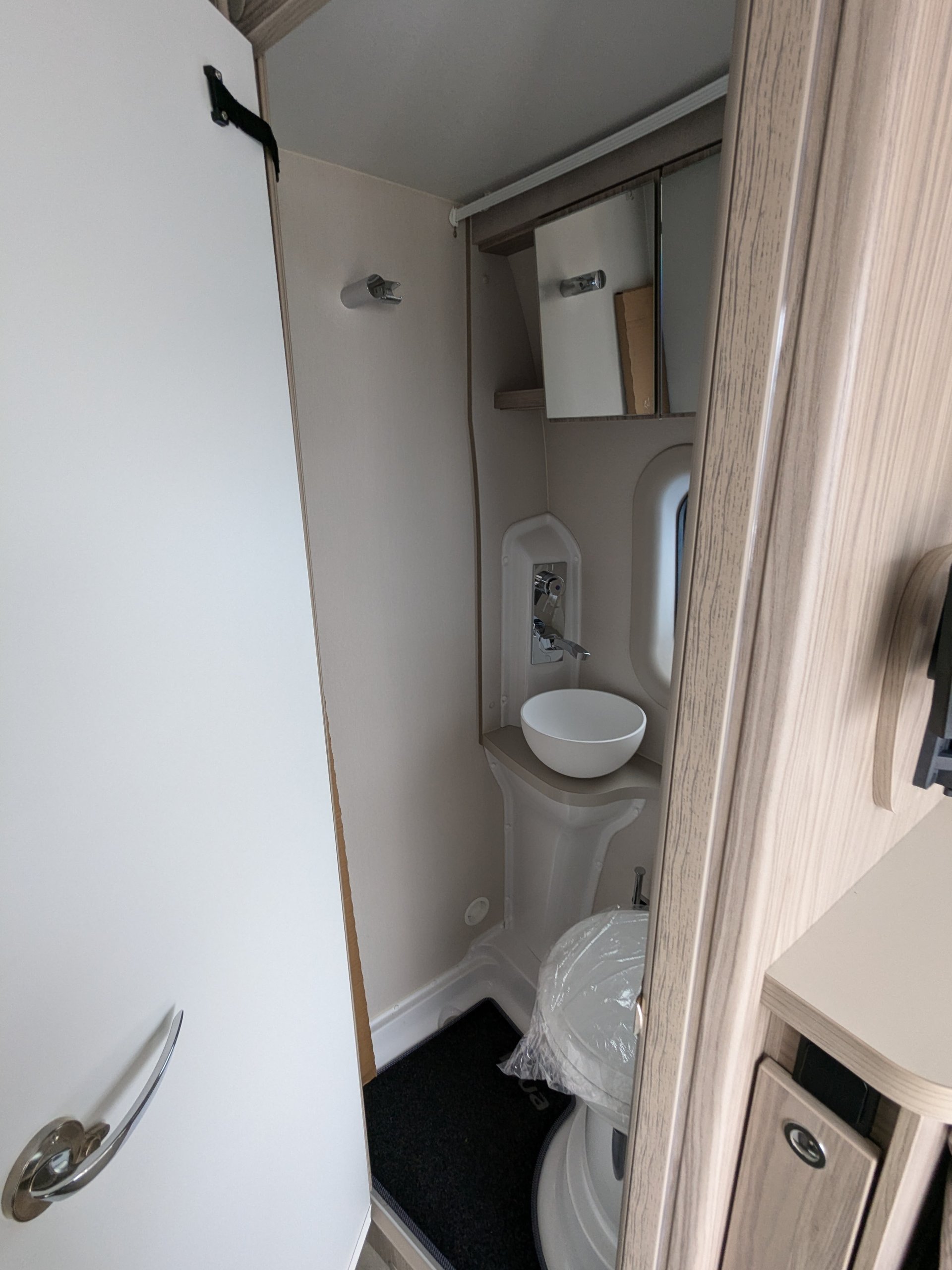 Ebbw Campervan compact bathroom wet room and cassette toilet